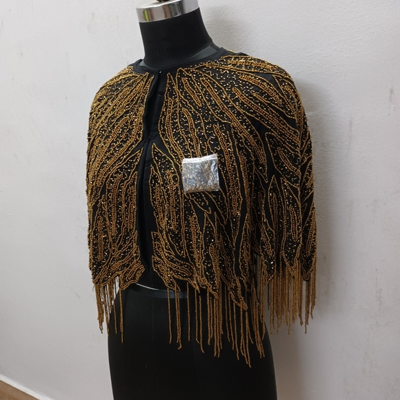 Heavy Georgette fabric beads work poncho.... - Picture 2 of 6